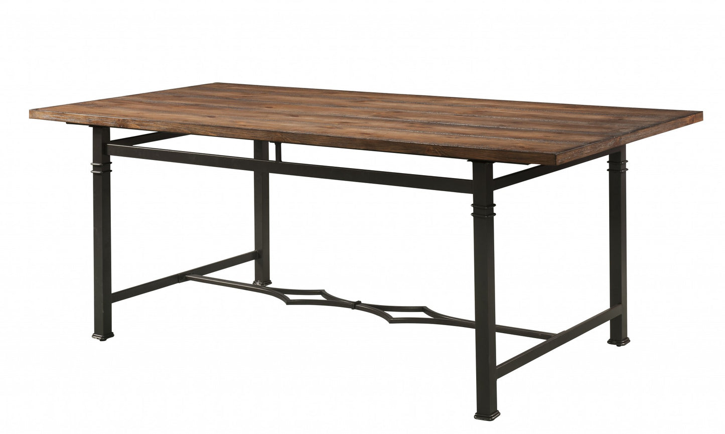 Weathered Dark Oak And Dark Bronze Dining Table By Homeroots | Dining Tables | Modishstore - 2