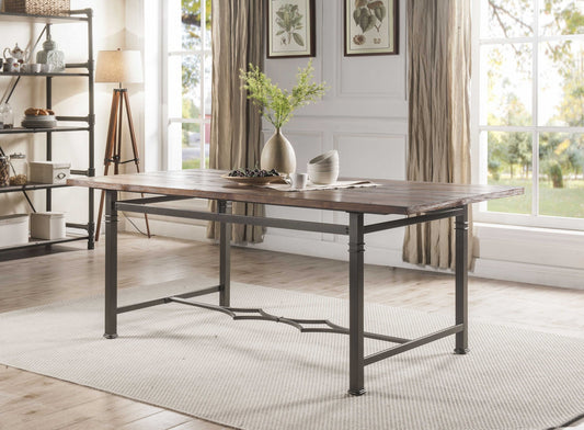 Weathered Dark Oak And Dark Bronze Dining Table By Homeroots | Dining Tables | Modishstore