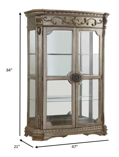 Antique Champagne Curio Cabinet By Homeroots | Cabinets | Modishstore - 3