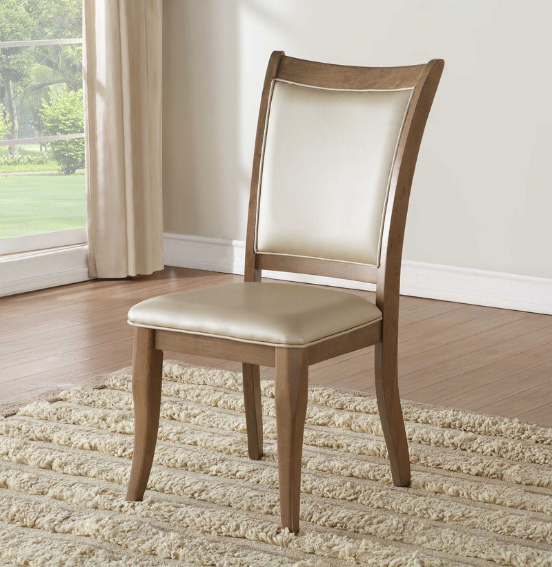 2Pc Beige Leatherette And Gray Oak Side Chair By Homeroots | Dining Chairs | Modishstore