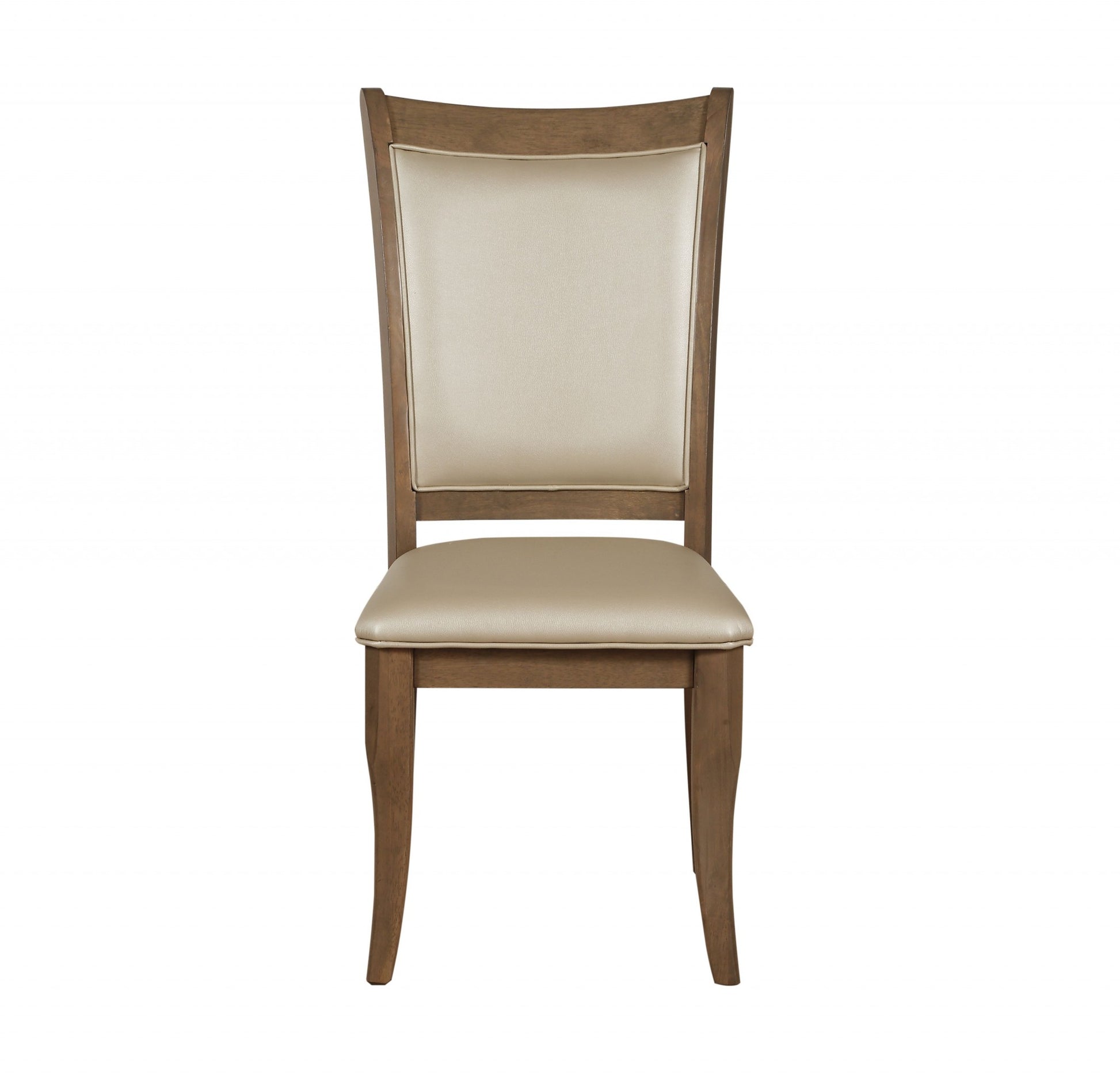 2Pc Beige Leatherette And Gray Oak Side Chair By Homeroots | Dining Chairs | Modishstore - 3