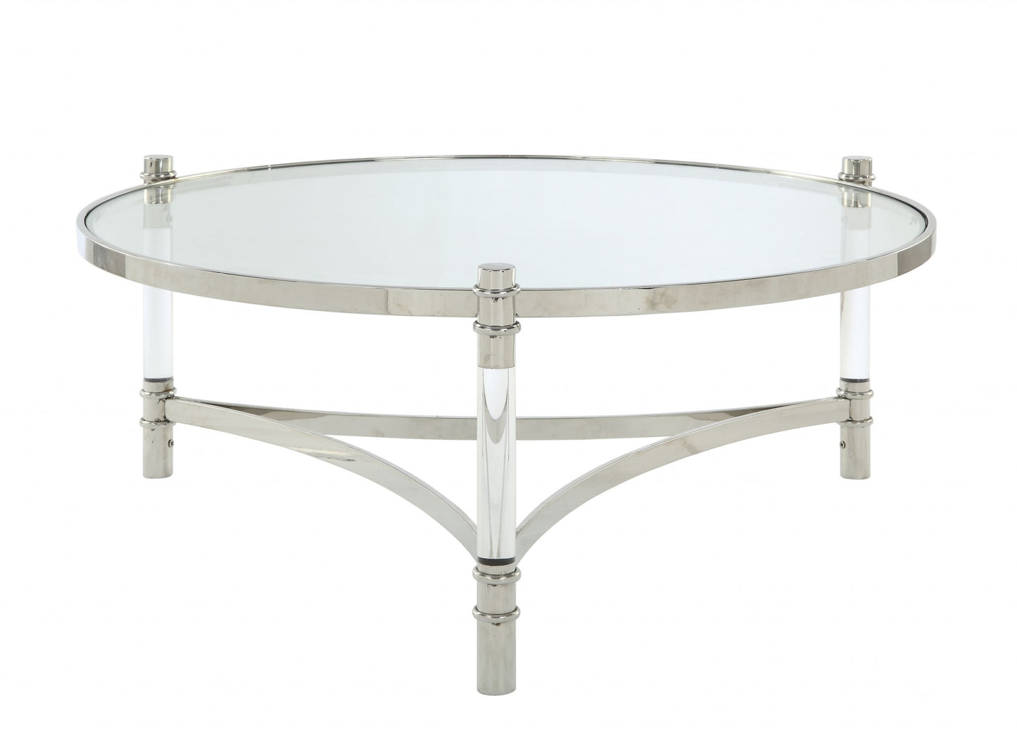 Clear Acrylic Stainless Steel And Clear Glass Coffee Table By Homeroots | Coffee Tables | Modishstore - 4