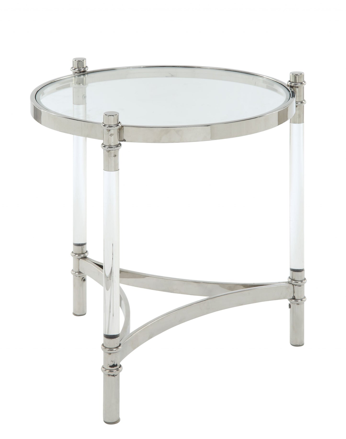 Stainless Steel Clear Acrylic And Glass End Table By Homeroots - 318955 | End Tables | Modishstore - 2