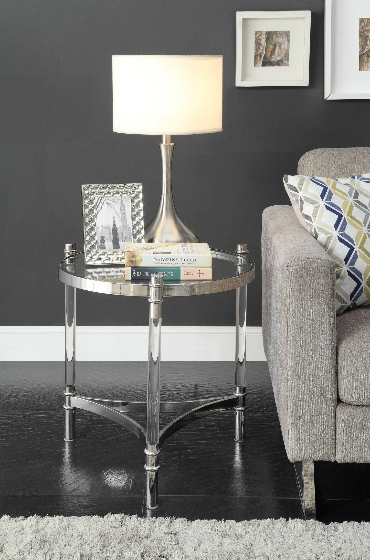 Stainless Steel Clear Acrylic And Glass End Table By Homeroots - 318955 | End Tables | Modishstore - 3