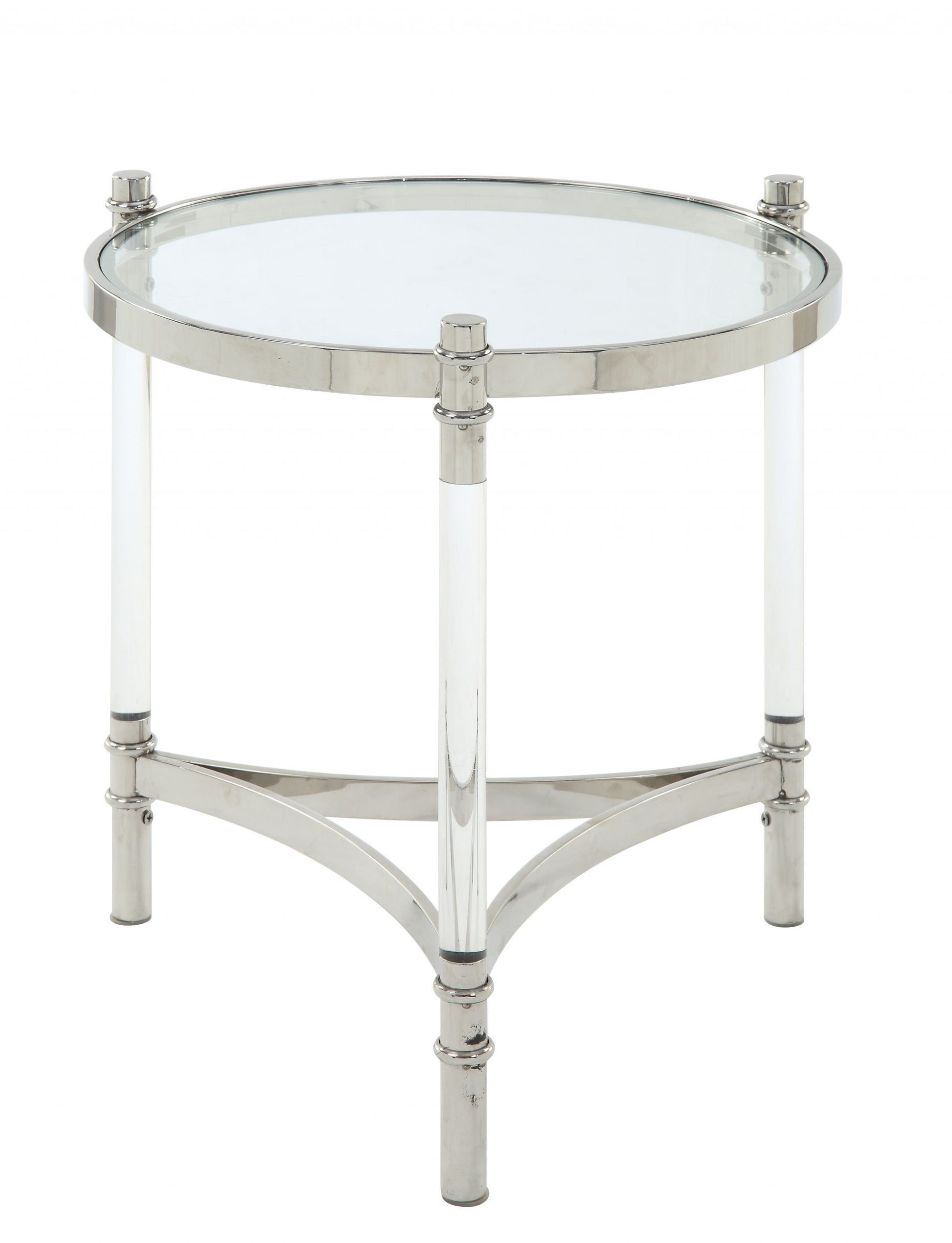 Stainless Steel Clear Acrylic And Glass End Table By Homeroots - 318955 | End Tables | Modishstore - 4