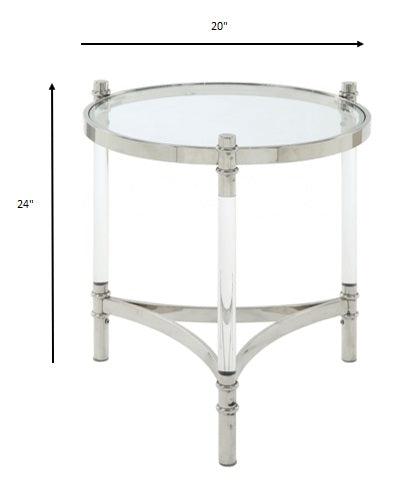 Stainless Steel Clear Acrylic And Glass End Table By Homeroots - 318955 | End Tables | Modishstore - 7