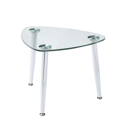 Chrome And Clear Glass End Table By Homeroots | End Tables | Modishstore