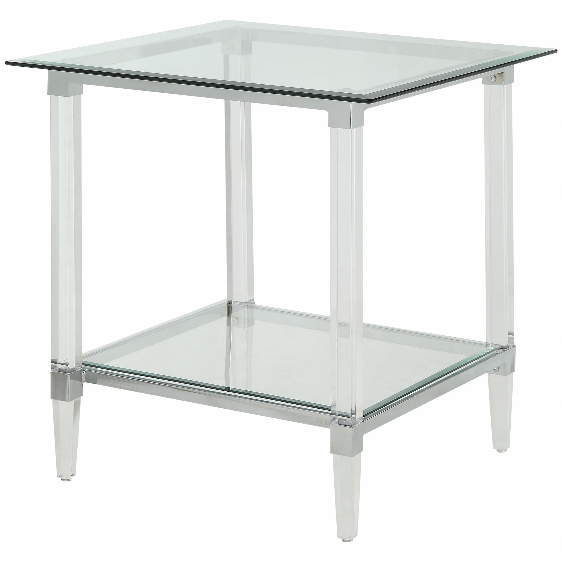 Chrome Clear Acrylic And Glass End Table By Homeroots - 318989 | End Tables | Modishstore