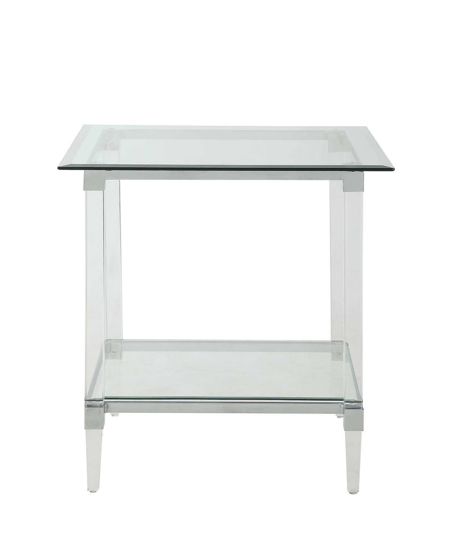 Chrome Clear Acrylic And Glass End Table By Homeroots - 318989 | End Tables | Modishstore - 3