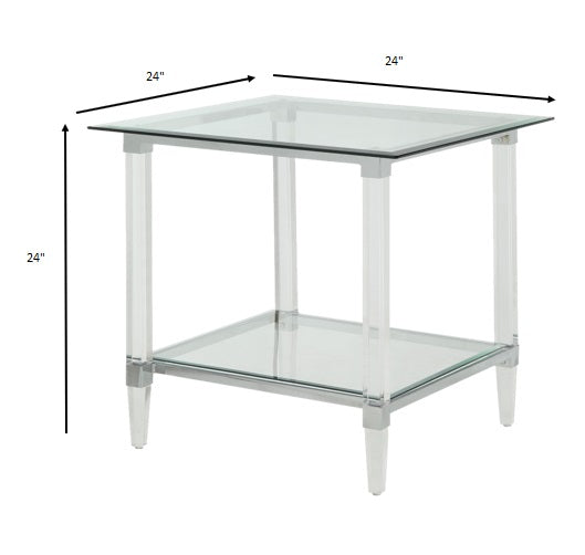 Chrome Clear Acrylic And Glass End Table By Homeroots - 318989 | End Tables | Modishstore - 5