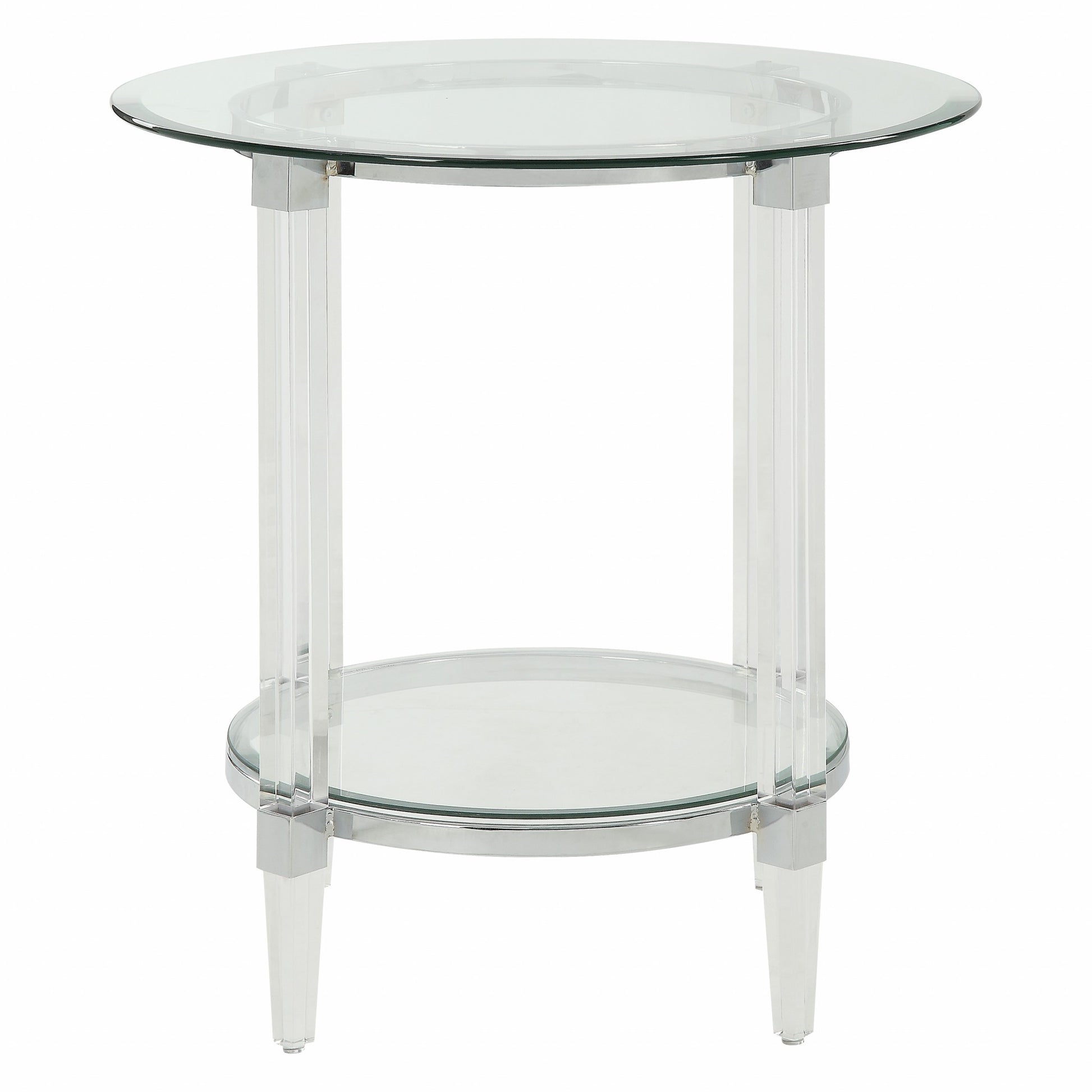 Chrome Clear Acrylic And Glass End Table By Homeroots - 318991 | End Tables | Modishstore