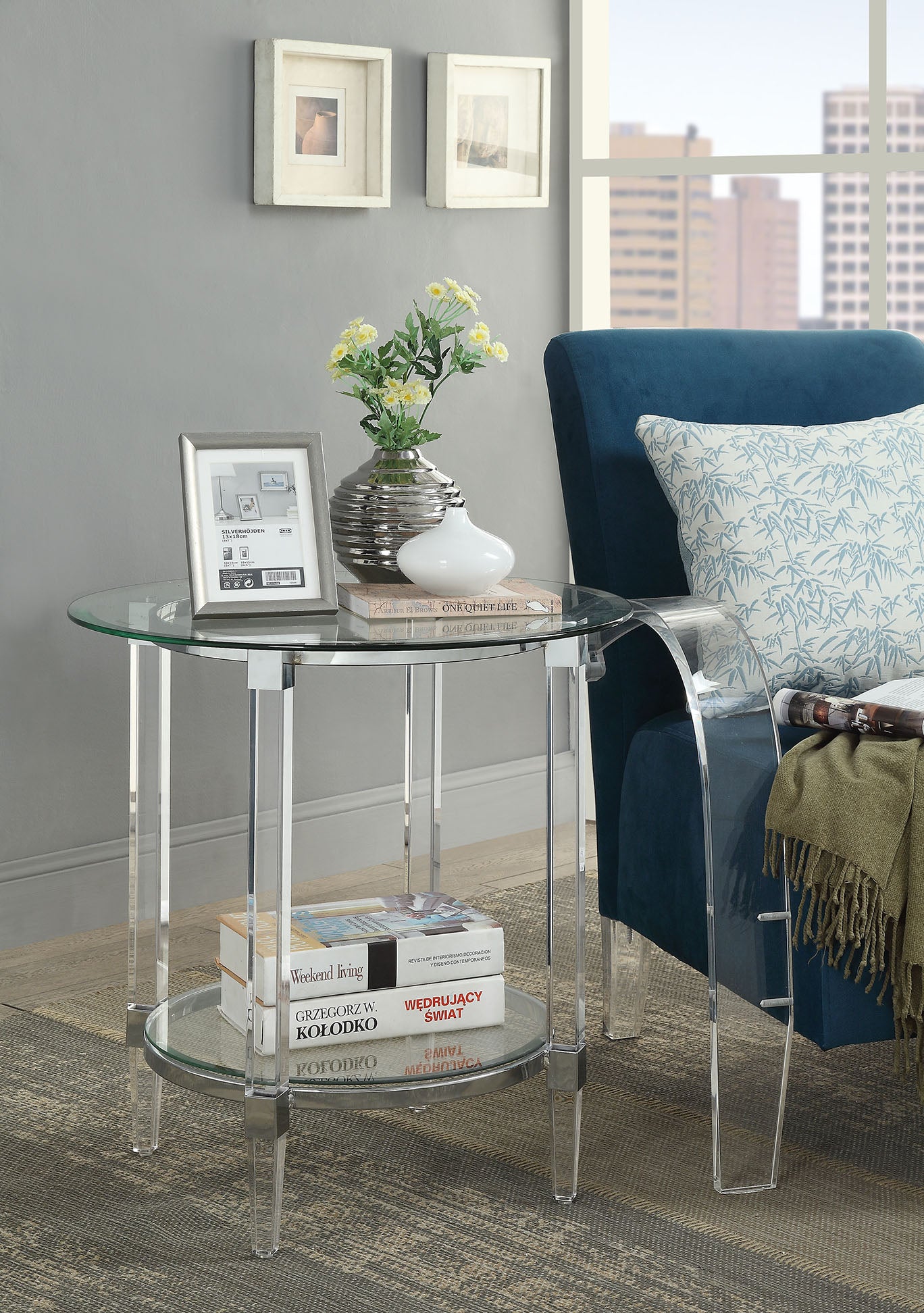 Chrome Clear Acrylic And Glass End Table By Homeroots - 318991 | End Tables | Modishstore - 2