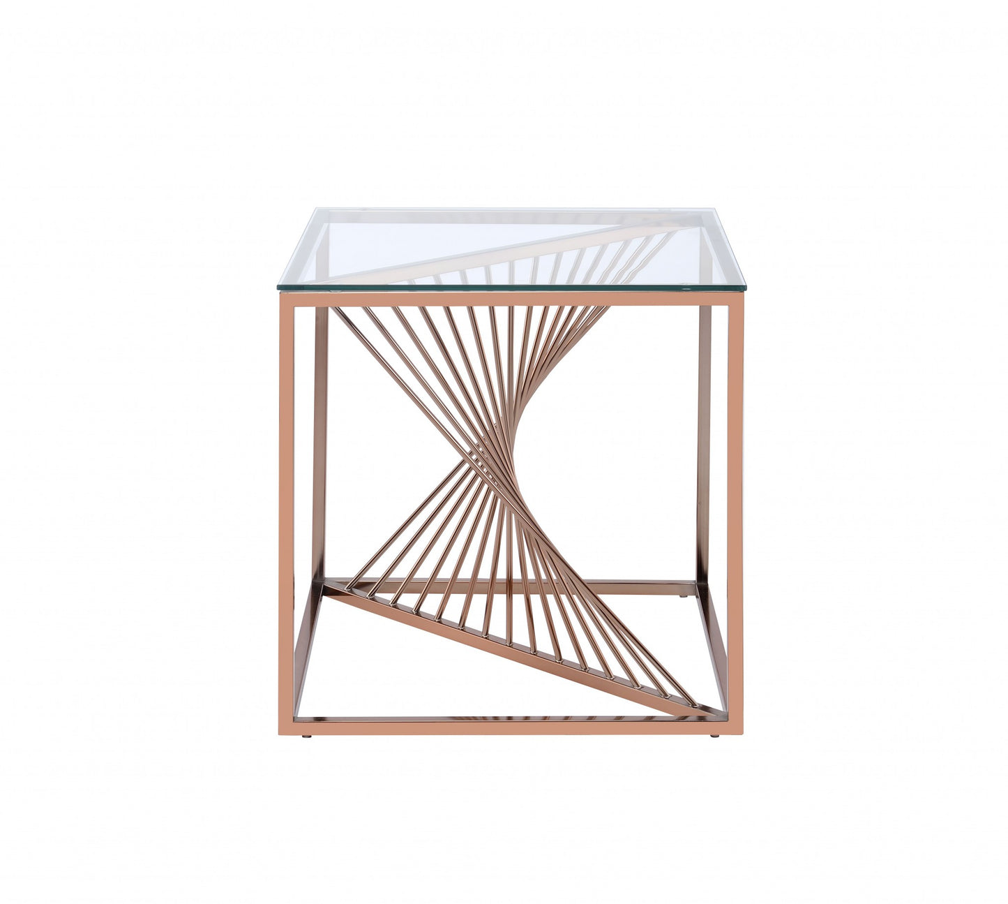 Brushed Copper And Clear Glass End Table By Homeroots | End Tables | Modishstore - 4