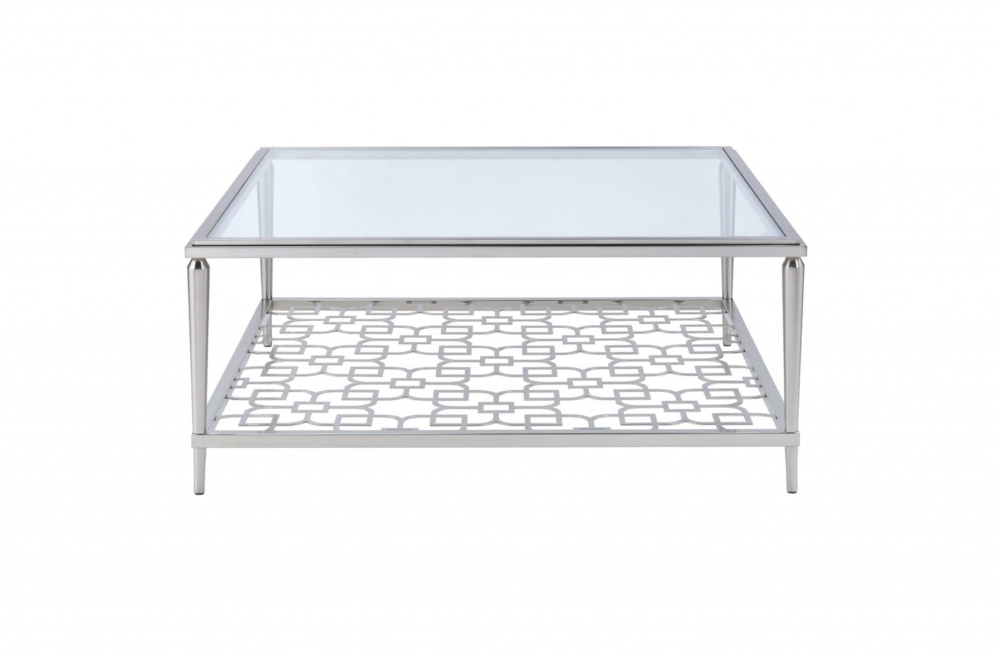 Nickel & Clear Glass Coffee Table By Homeroots | Coffee Tables | Modishstore