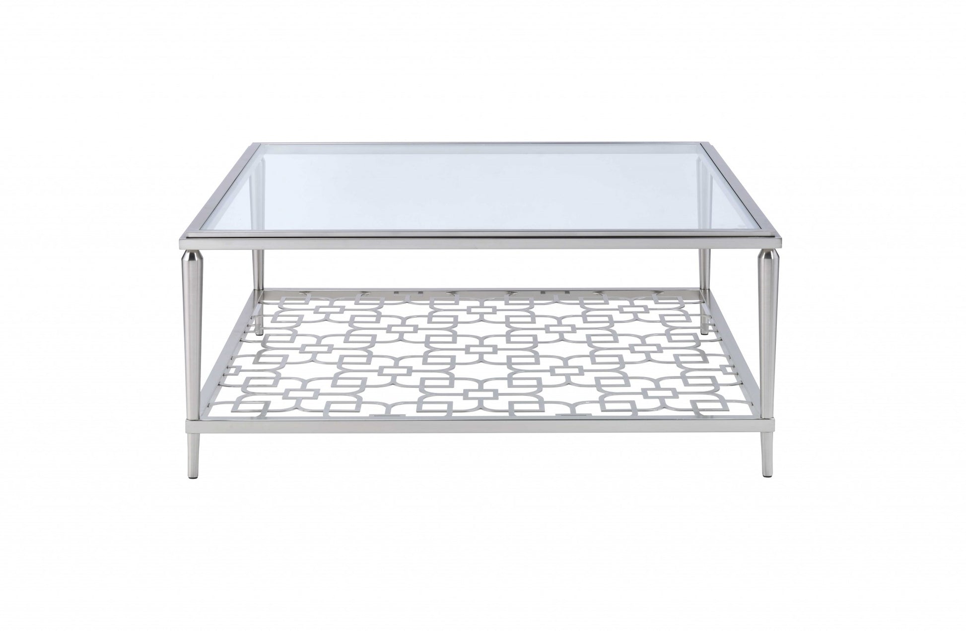 Nickel & Clear Glass Coffee Table By Homeroots | Coffee Tables | Modishstore