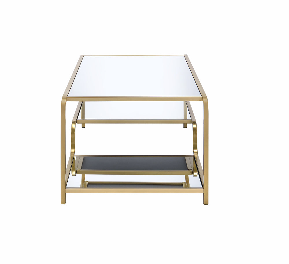 Gold And Clear Glass Metal Coffee Table By Homeroots | Coffee Tables | Modishstore - 2