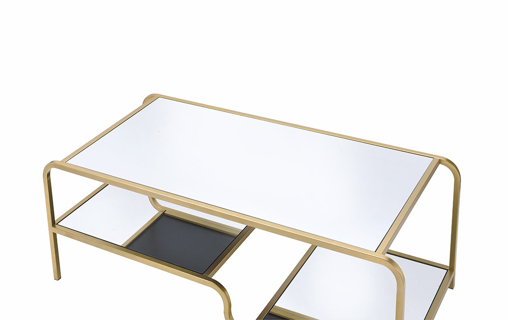 Gold And Clear Glass Metal Coffee Table By Homeroots | Coffee Tables | Modishstore - 4