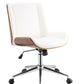 White Leatherette And Walnut Office Chair By Homeroots - 319081 | Office Chairs | Modishstore