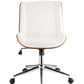 White Leatherette And Walnut Office Chair By Homeroots - 319081 | Office Chairs | Modishstore - 3