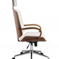 White Leatherette And Walnut Office Chair By Homeroots - 319082 | Office Chairs | Modishstore - 4