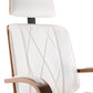 White Leatherette And Walnut Office Chair By Homeroots - 319082 | Office Chairs | Modishstore - 6