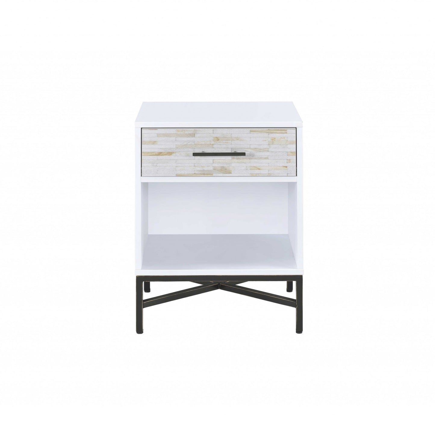 White And Black Wooden Nightstand By Homeroots - 319110 | Nightstands | Modishstore - 2