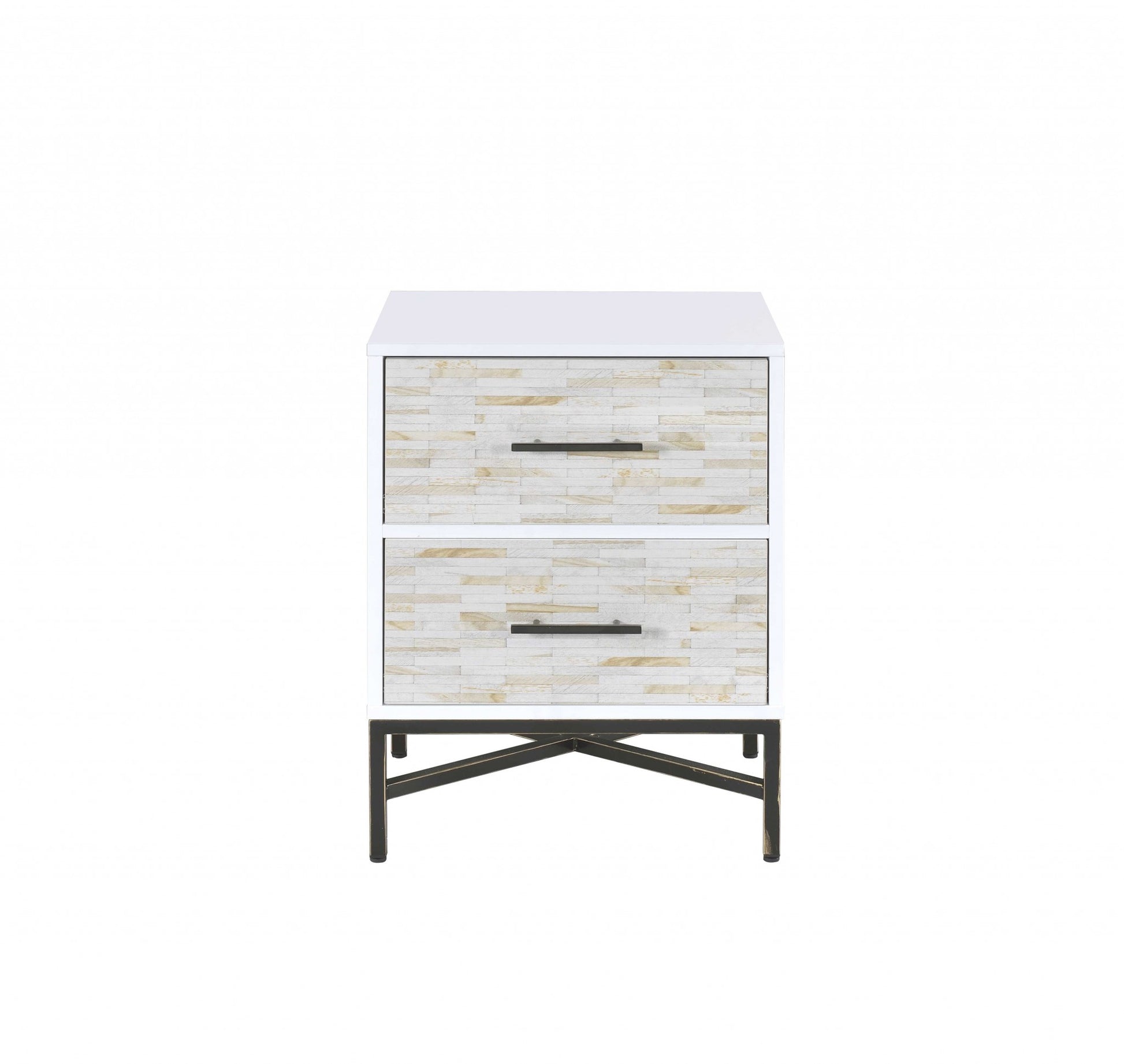 White And Black Wooden Nightstand By Homeroots - 319111 | Nightstands | Modishstore - 2