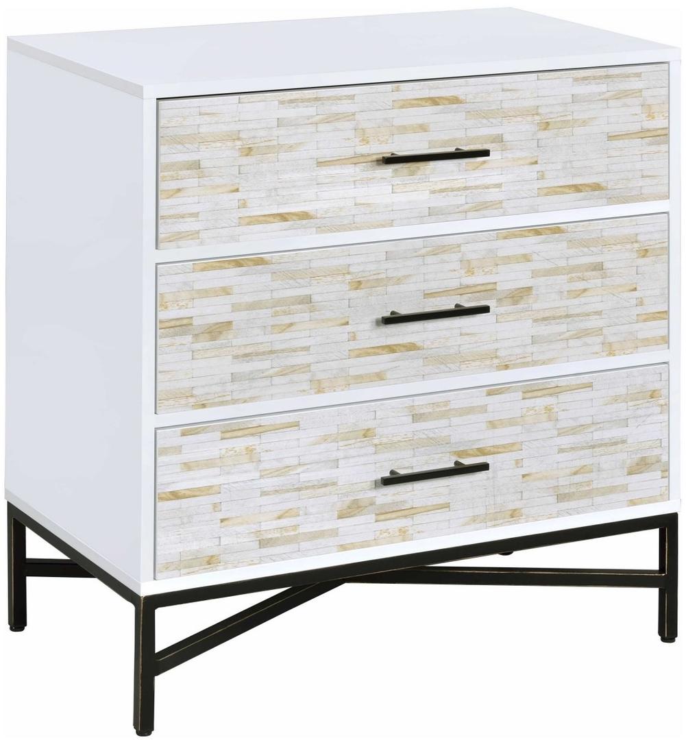 White Weathered Wood Pattern Nightstand By Homeroots | Nightstands | Modishstore - 2