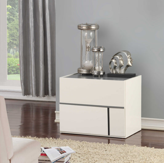 Cream White And Dark Grey Mdf Nightstand By Homeroots | Nightstands | Modishstore