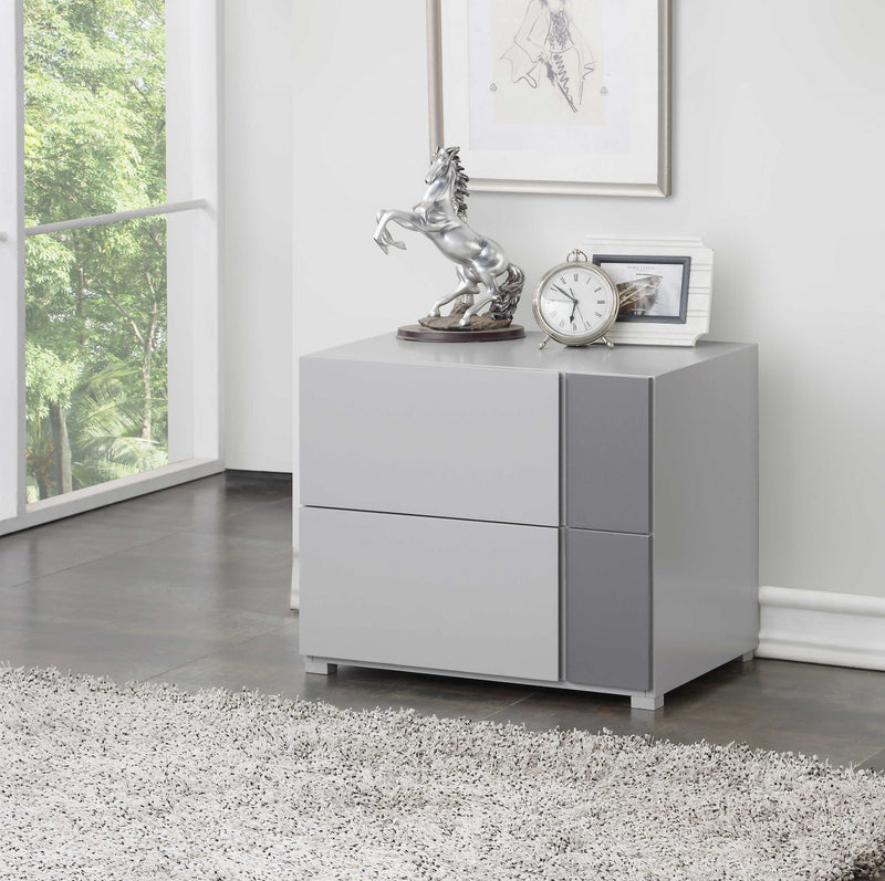 Light Grey And Dark Grey Nightstand By Homeroots | Nightstands | Modishstore