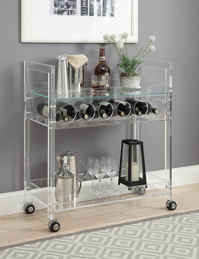 Clear Acrylic And Clear Glass Serving Cart By Homeroots | Bar Carts | Modishstore