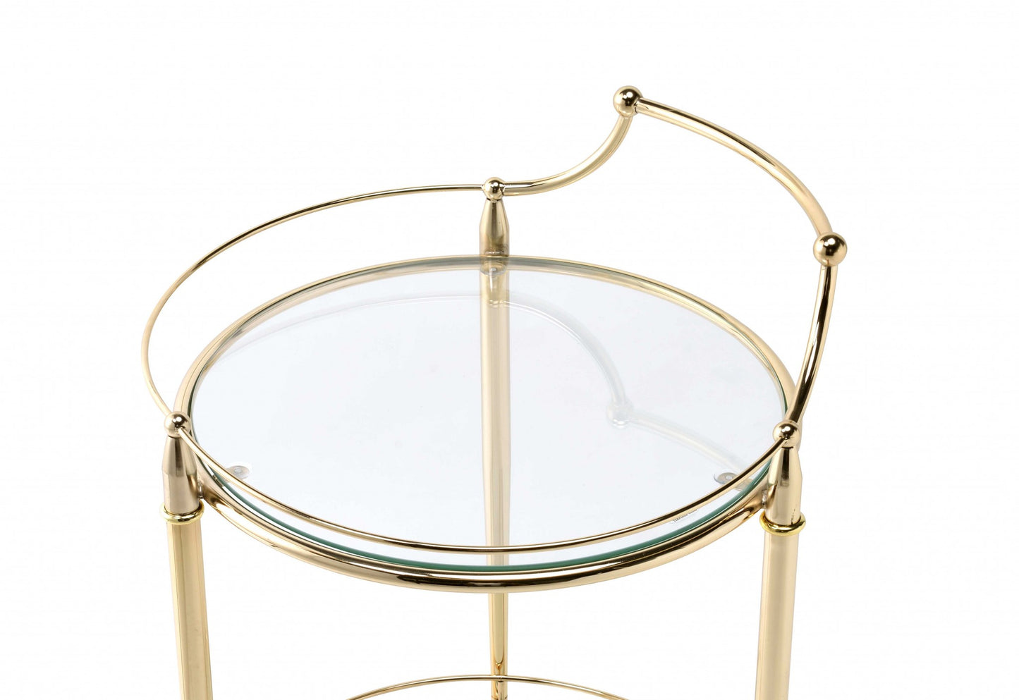 Gold And Clear Glass Serving Cart By Homeroots - 319136 | Bar Carts | Modishstore - 3