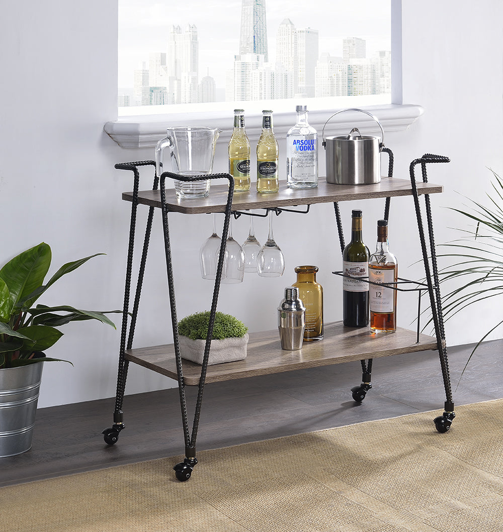 Black Metal Serving Cart By Homeroots - 319142 | Bar Carts | Modishstore