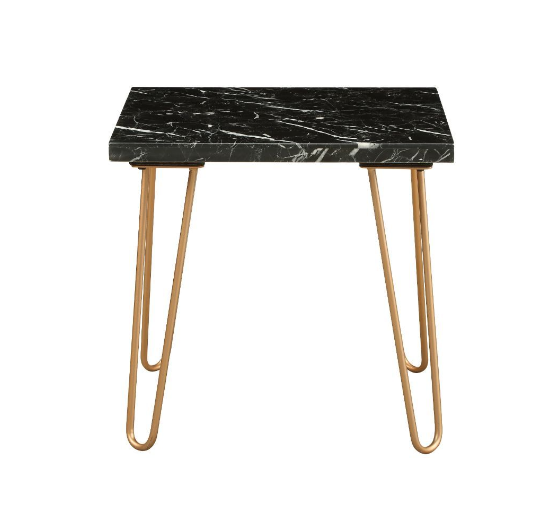 Black Marble and Gold Geometric End Table By Homeroots | End Tables | Modishstore - 2