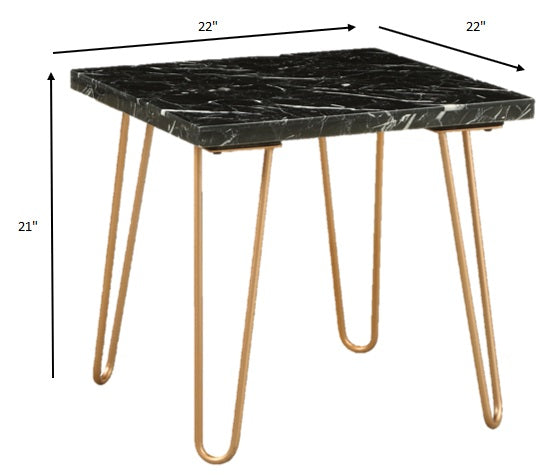 Black Marble and Gold Geometric End Table By Homeroots | End Tables | Modishstore - 6