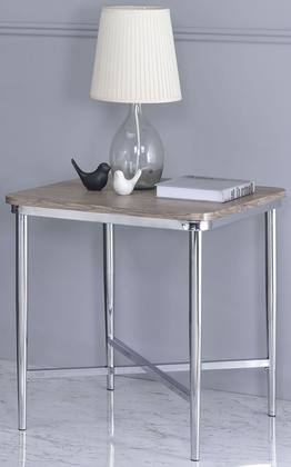 Gray Oak And Chrome Metal Tube End Table By Homeroots | End Tables | Modishstore - 5