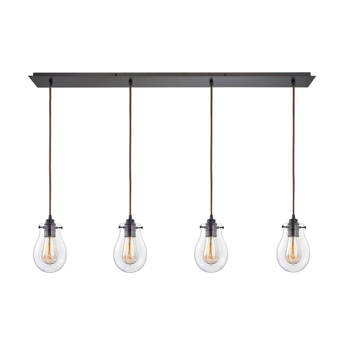 Jaelyn 4-Light Linear Pendant Fixture in Oil Rubbed Bronze with Clear Glass ELK Lighting | Pendant Lamps | Modishstore