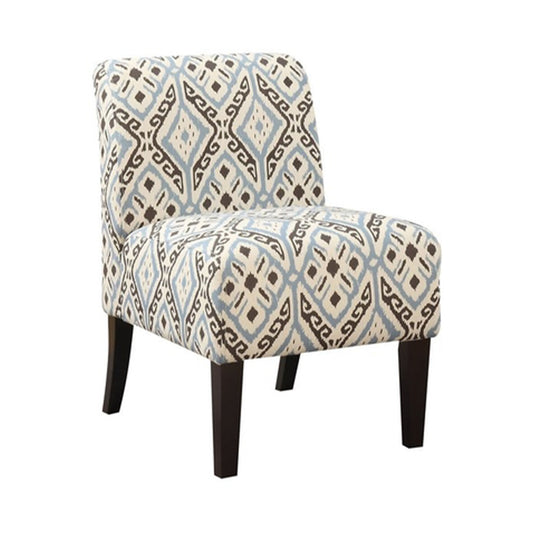 Blue And Black Pattern Upholstered Accent Chair By Homeroots | Accent Chairs | Modishstore