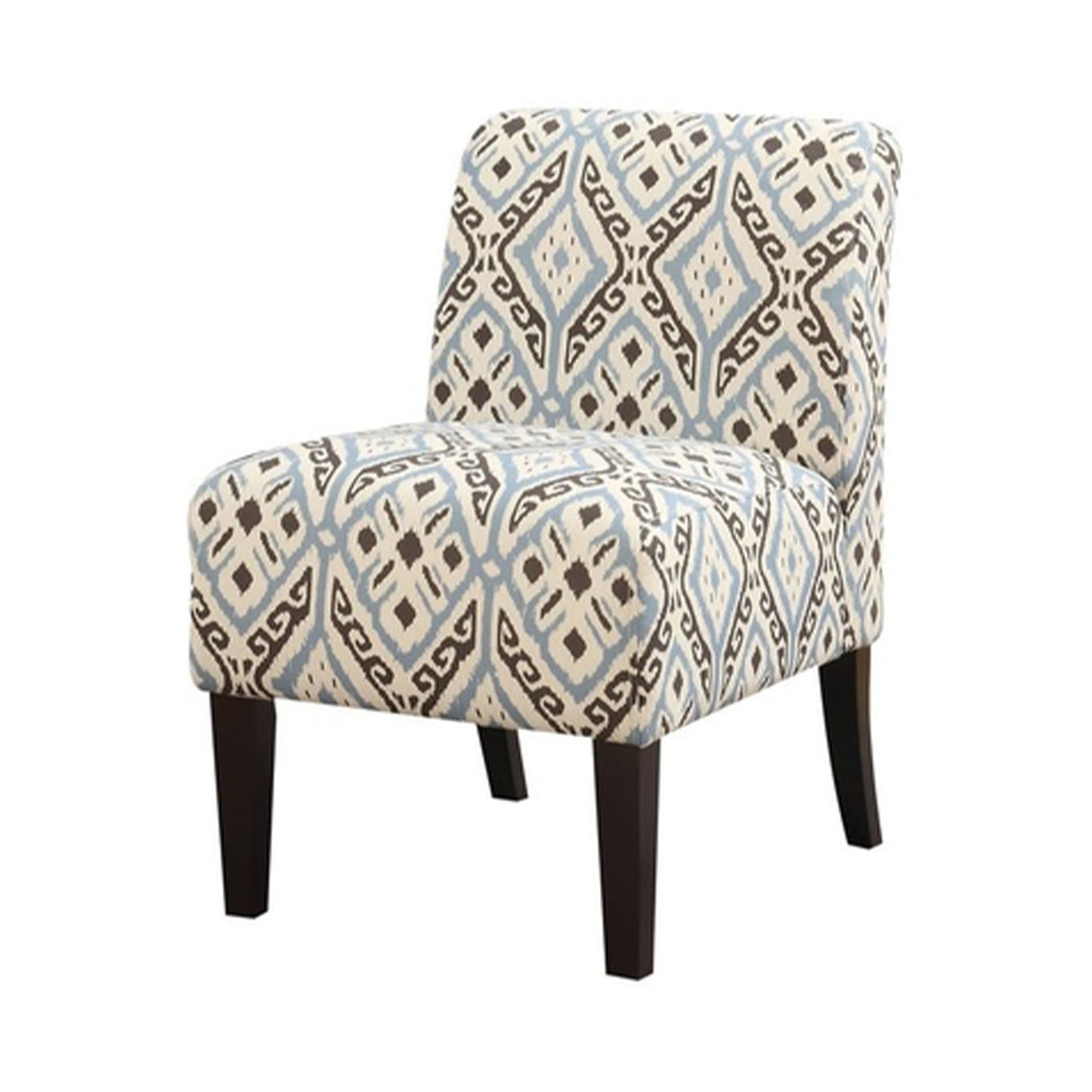 Blue And Black Pattern Upholstered Accent Chair By Homeroots | Accent Chairs | Modishstore - 3