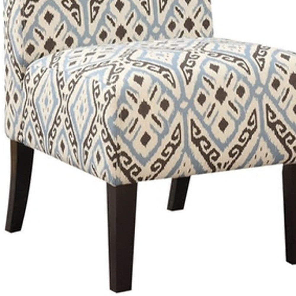 Blue And Black Pattern Upholstered Accent Chair By Homeroots | Accent Chairs | Modishstore - 4