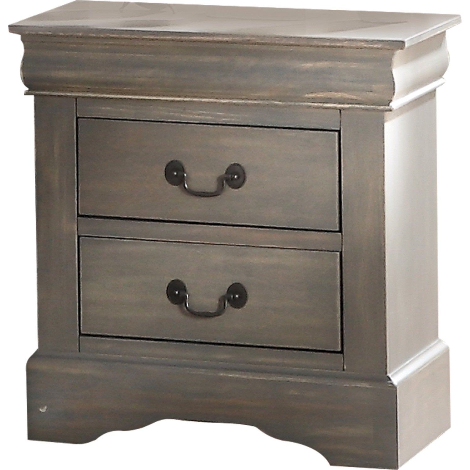 Classic Gray Wash Finish 2 Drawer Wooden Nightstand By Homeroots | Nightstands | Modishstore - 2