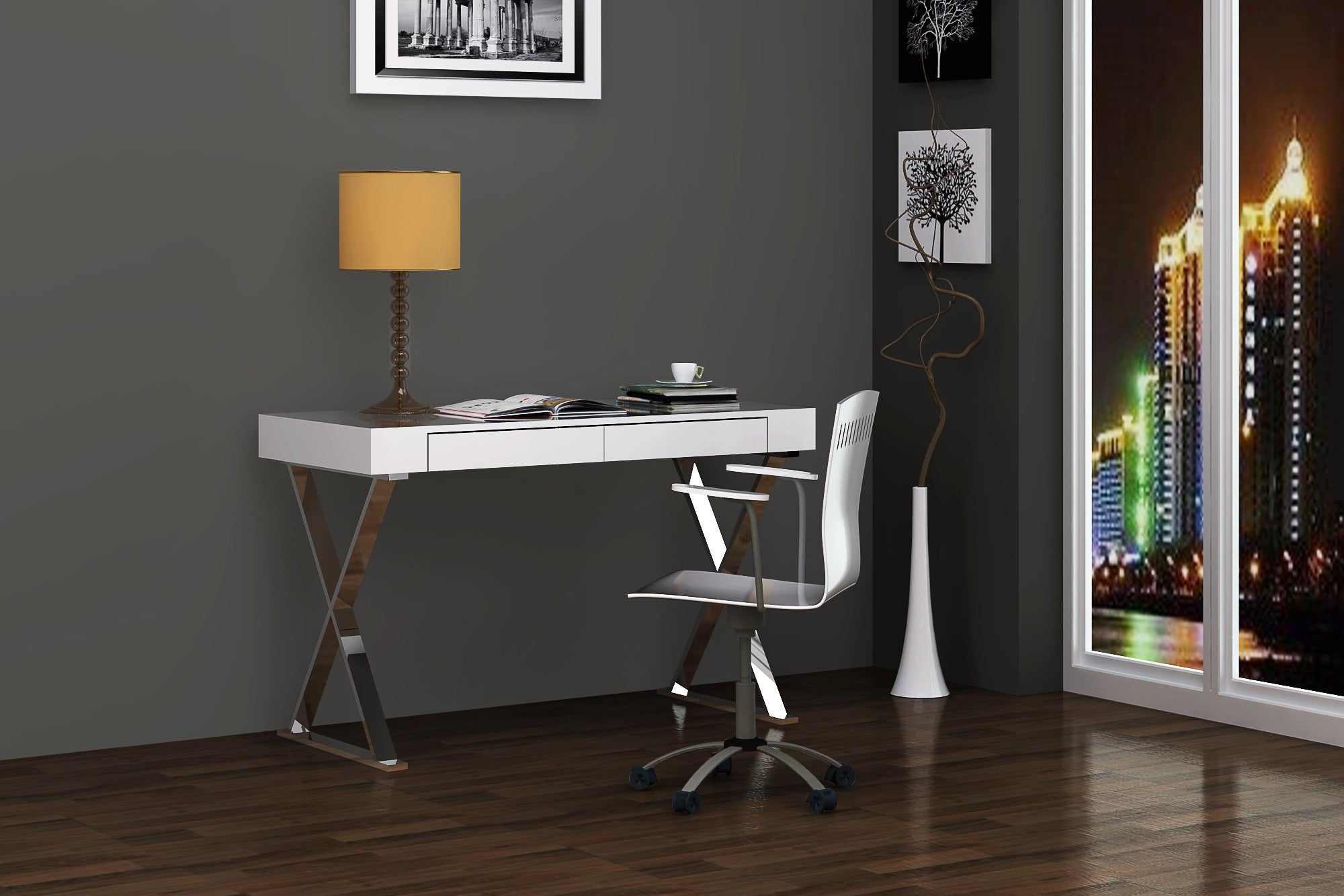 Large white online gloss desk