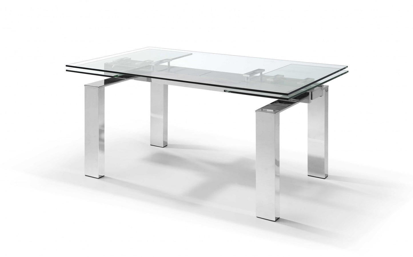 Clear Glass Aluminum Etendable Dining Table By Homeroots | Dining Tables | Modishstore - 4