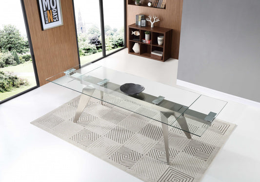 Clear Glass Etendable Dining Table By Homeroots | Dining Tables | Modishstore - 5