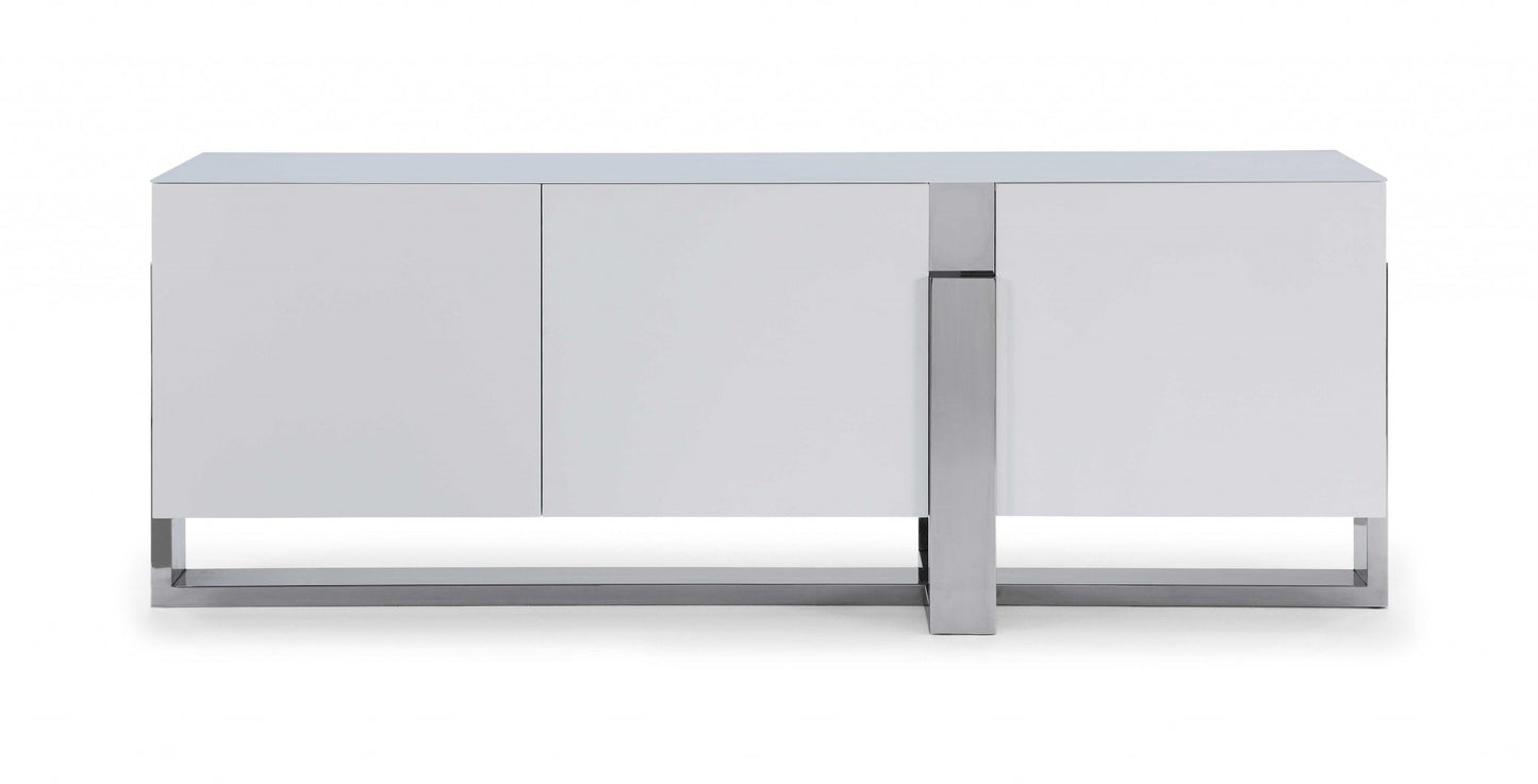 White Glass Steel Buffet By Homeroots | Sideboards | Modishstore