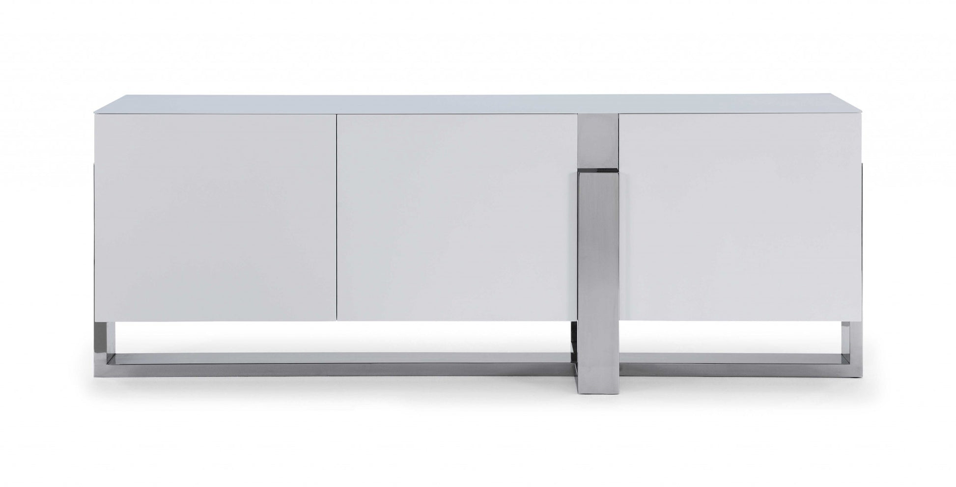 White Glass Steel Buffet By Homeroots | Sideboards | Modishstore