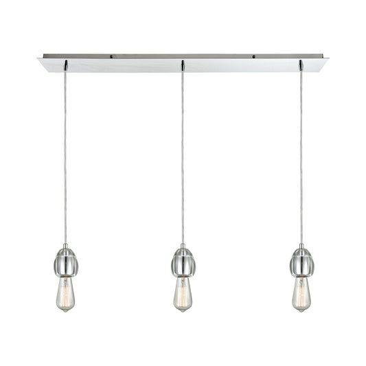 Socketholder 3-Light Linear Mini Pendant Fixture in Polished Chrome ELK Lighting 32221/3LP | Pendant Lamps | Modishstore