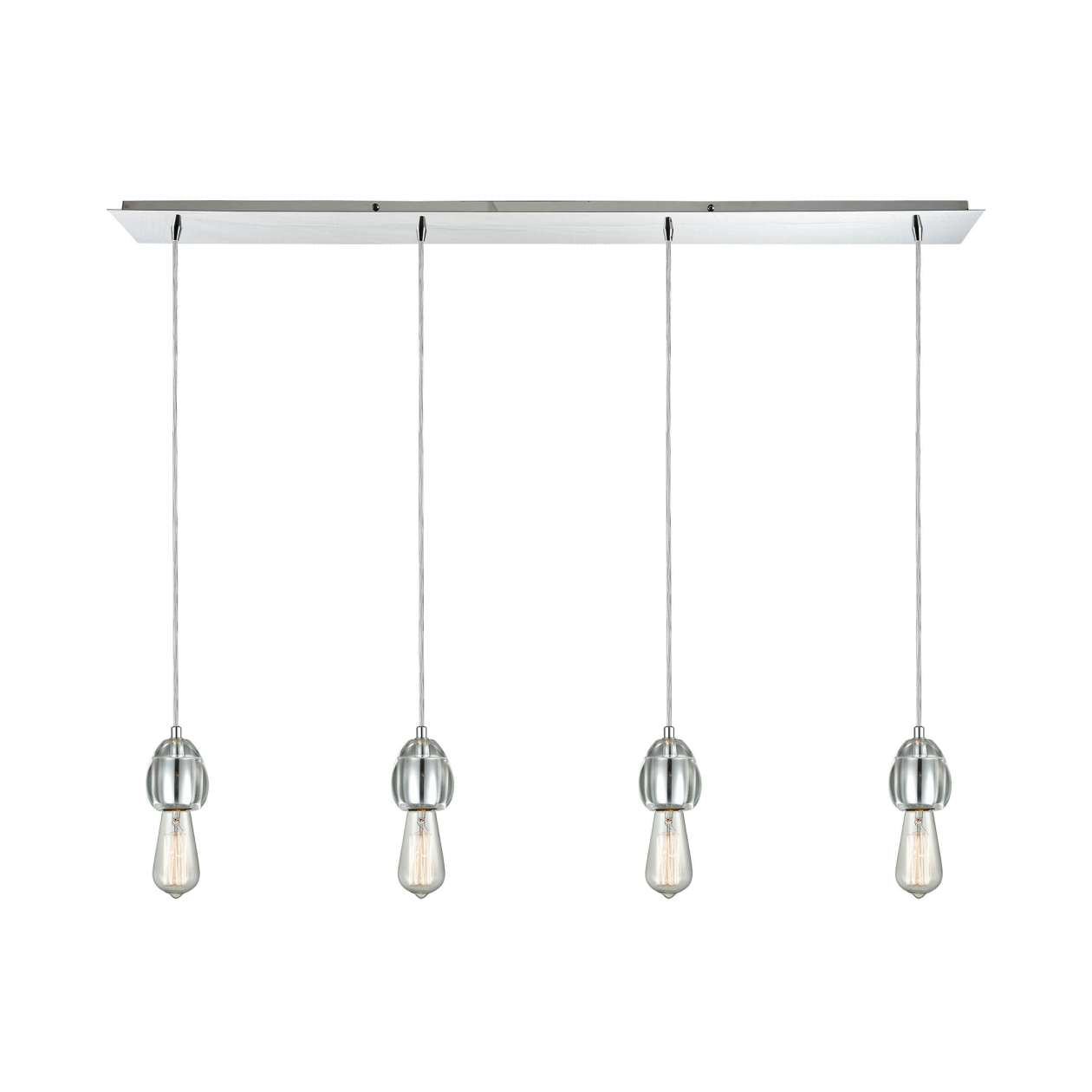 Socketholder 4-Light Linear Pendant Fixture in Polished Chrome | Pendant Lamps | Modishstore