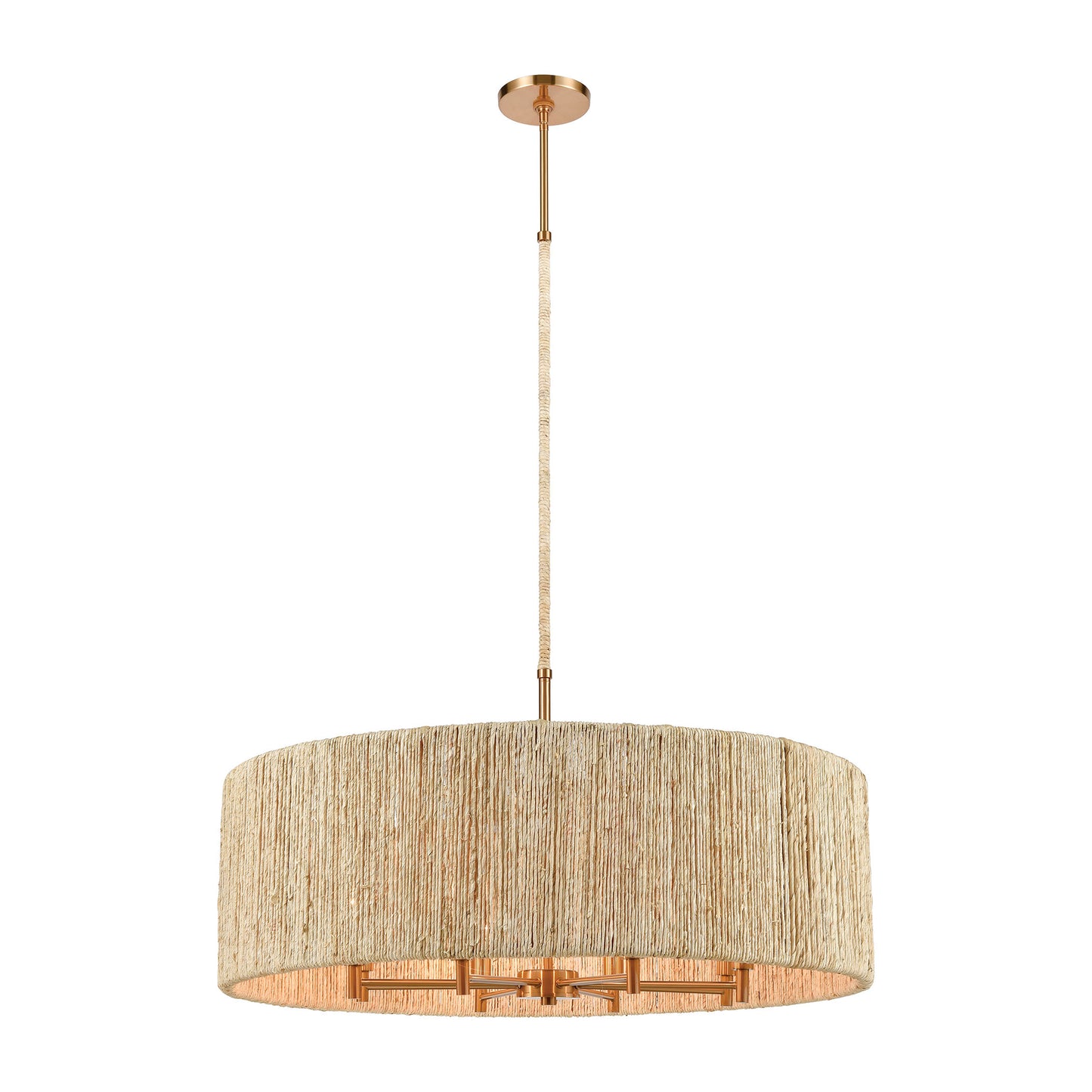 Abaca 8-Light Chandelier in Satin Brass with Abaca Rope ELK Lighting | Chandeliers | Modishstore