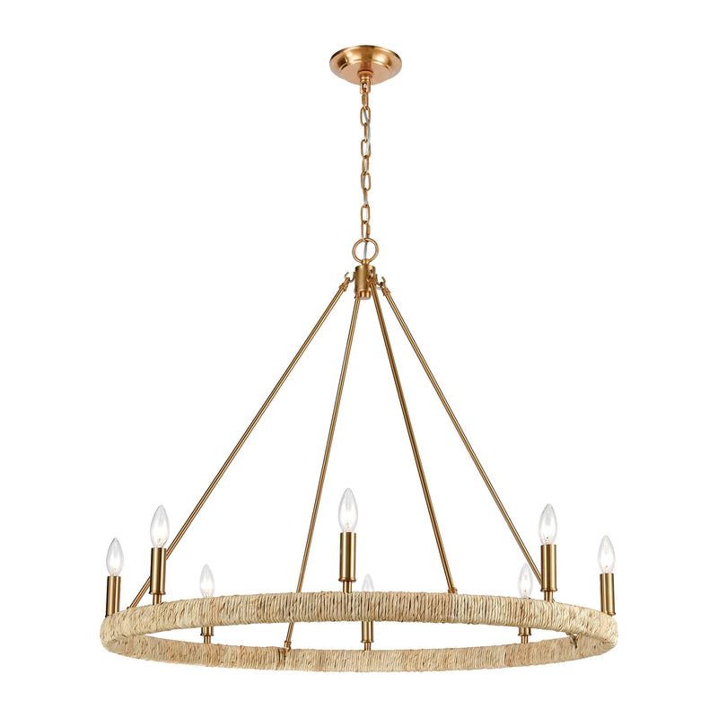 Abaca 8-Light Chandelier in Satin Brass ELK Lighting | Chandeliers | Modishstore